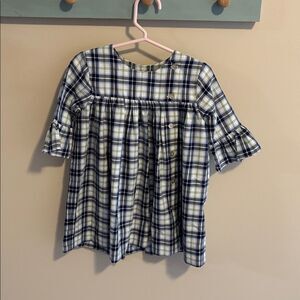 Boutique “Shrimp And Grits Kids” Navy Plaid Dress Girls Size 2T